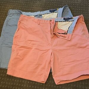 Polo by Ralph Lauren Men's Coral and Light Blue Shorts